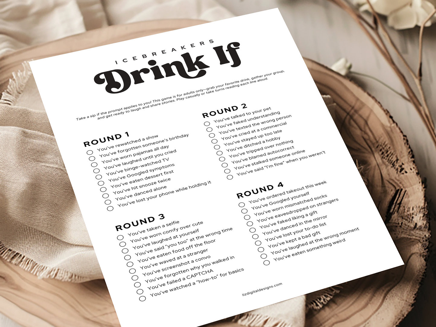 Icebreakers Party Game - Drink If