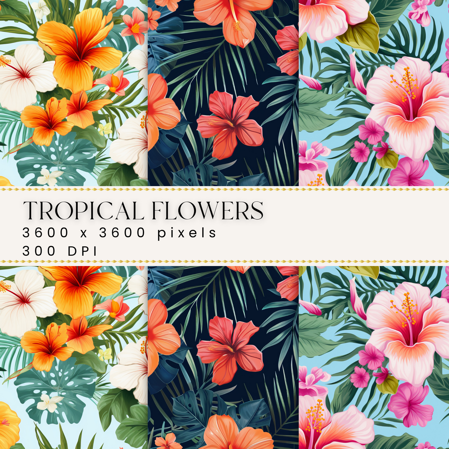 Tropical Flowers Digital Papers