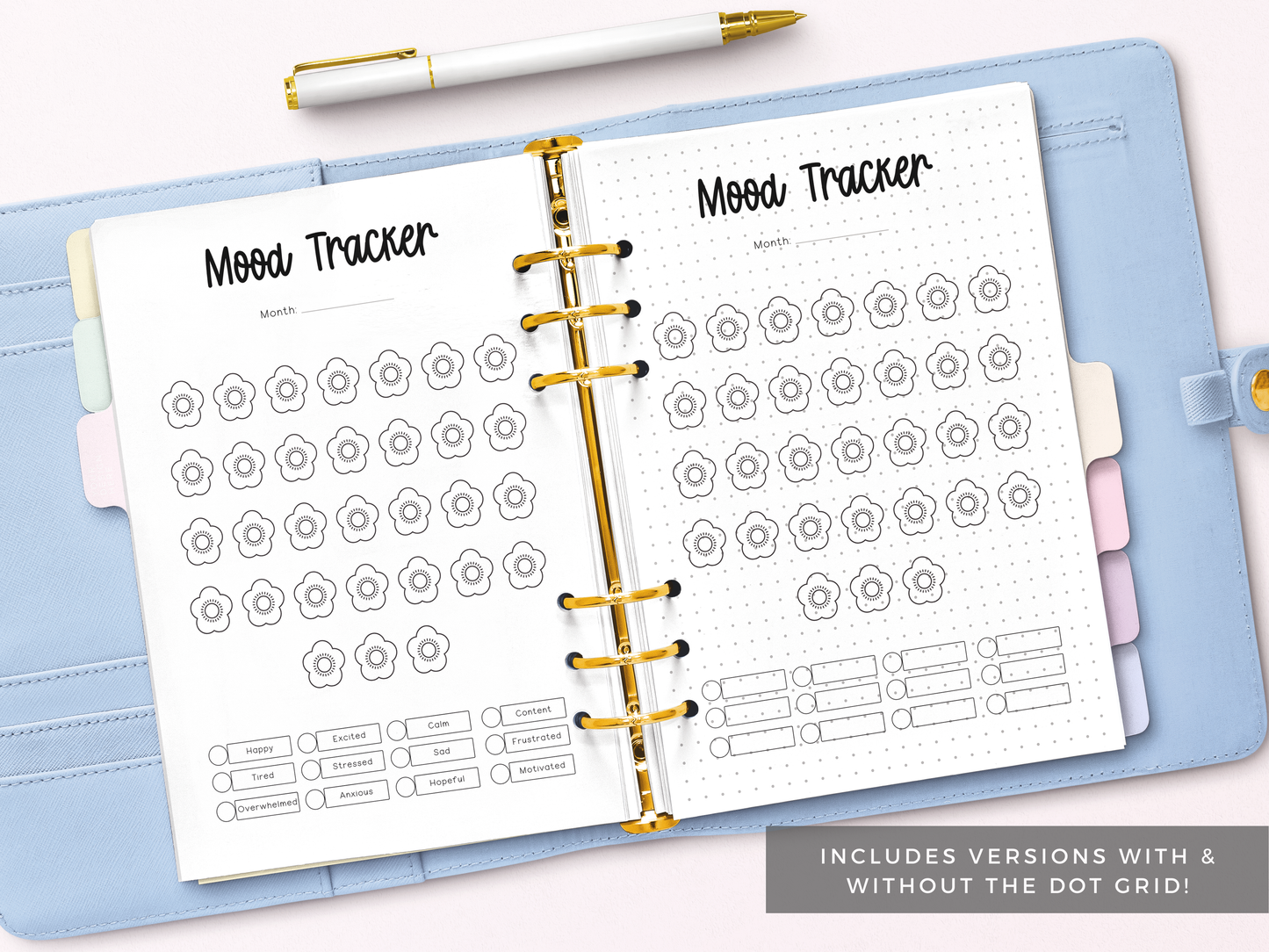 Chinese Blossoms Mood Tracker (Planner Insert)