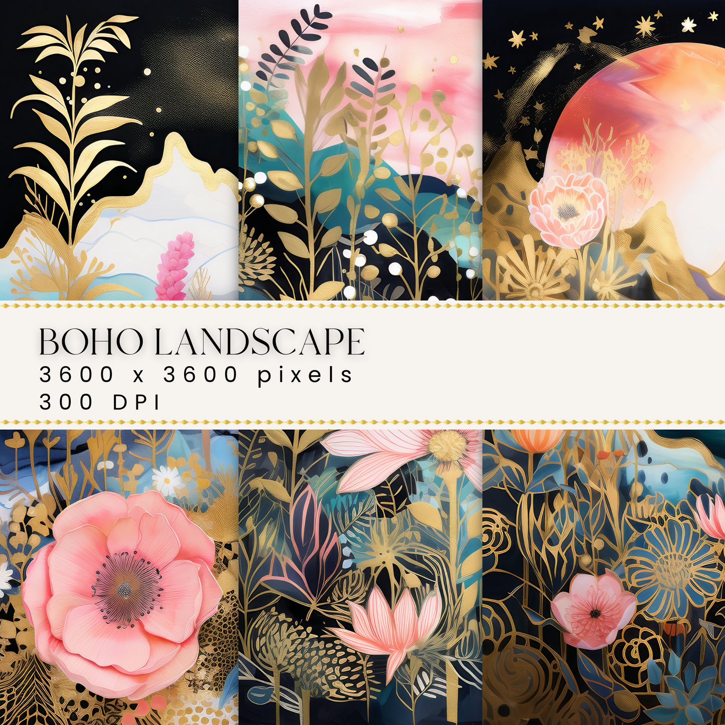 Boho Landscape Digital Papers