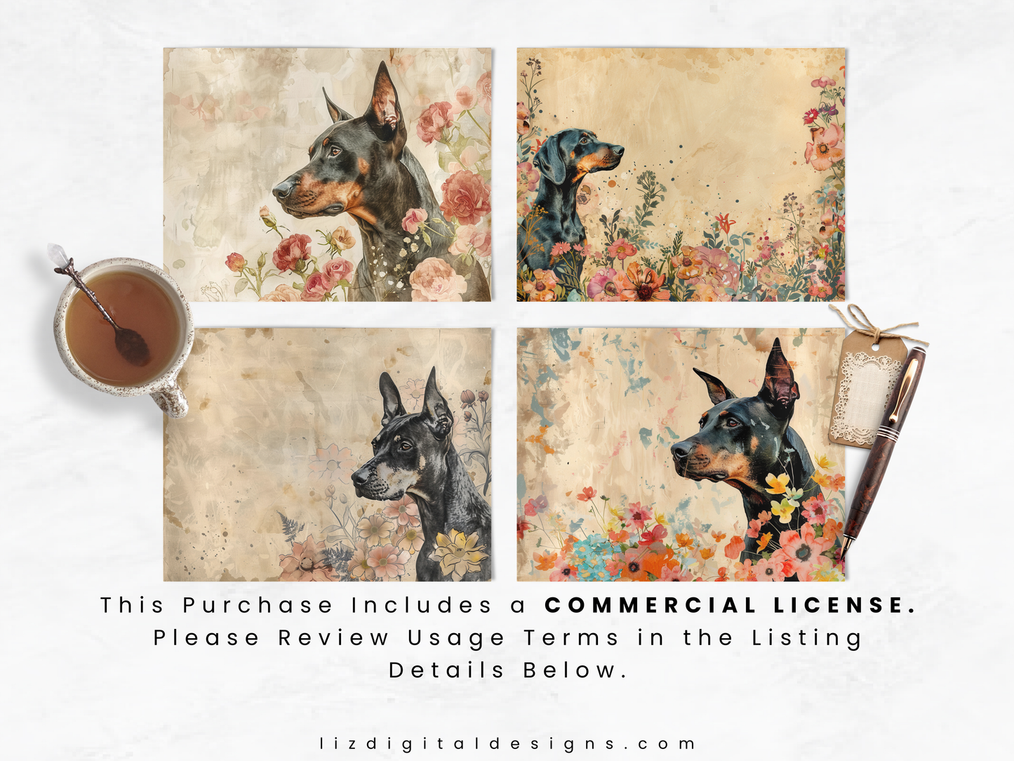 Doberman Pinschers Vol 2 - Junk Journal & Scrapbooking Paper