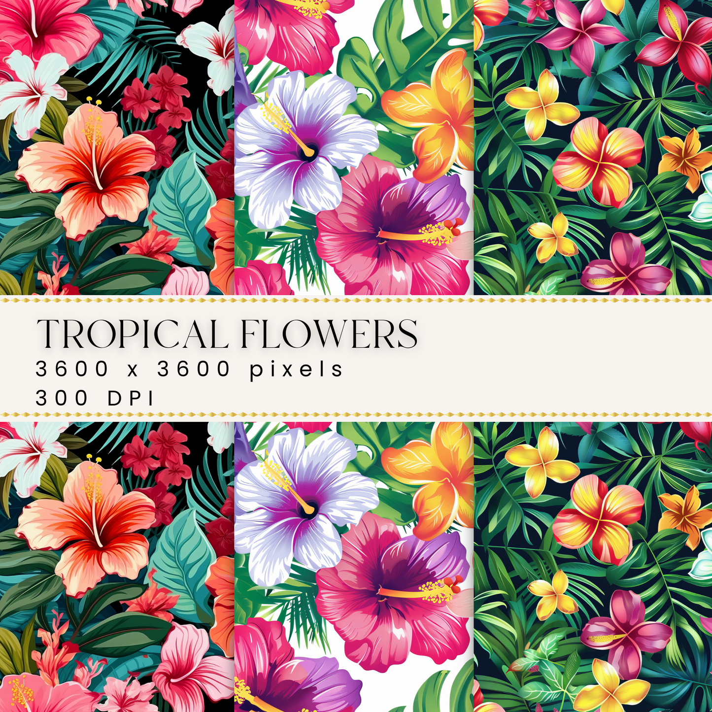 Tropical Flowers Digital Papers