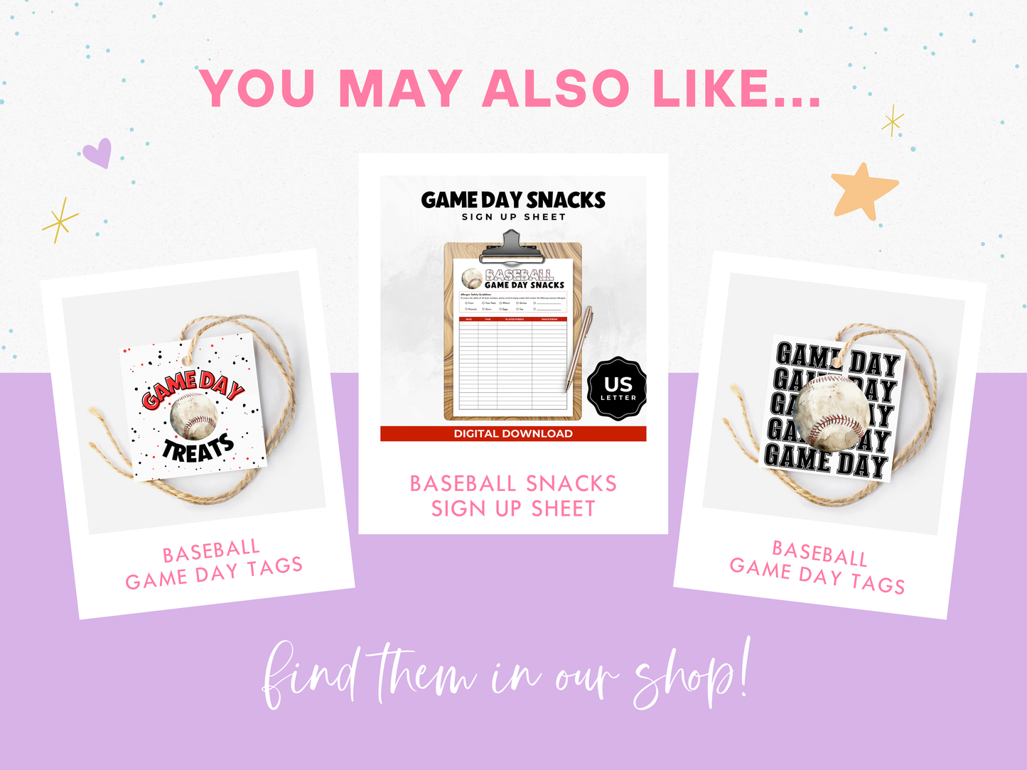 Baseball Game Day Treat Tags