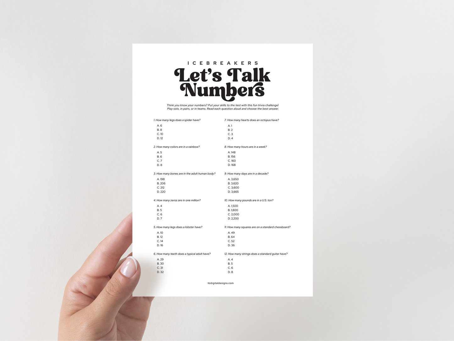 Icebreakers Party Game - Let's Talk Numbers
