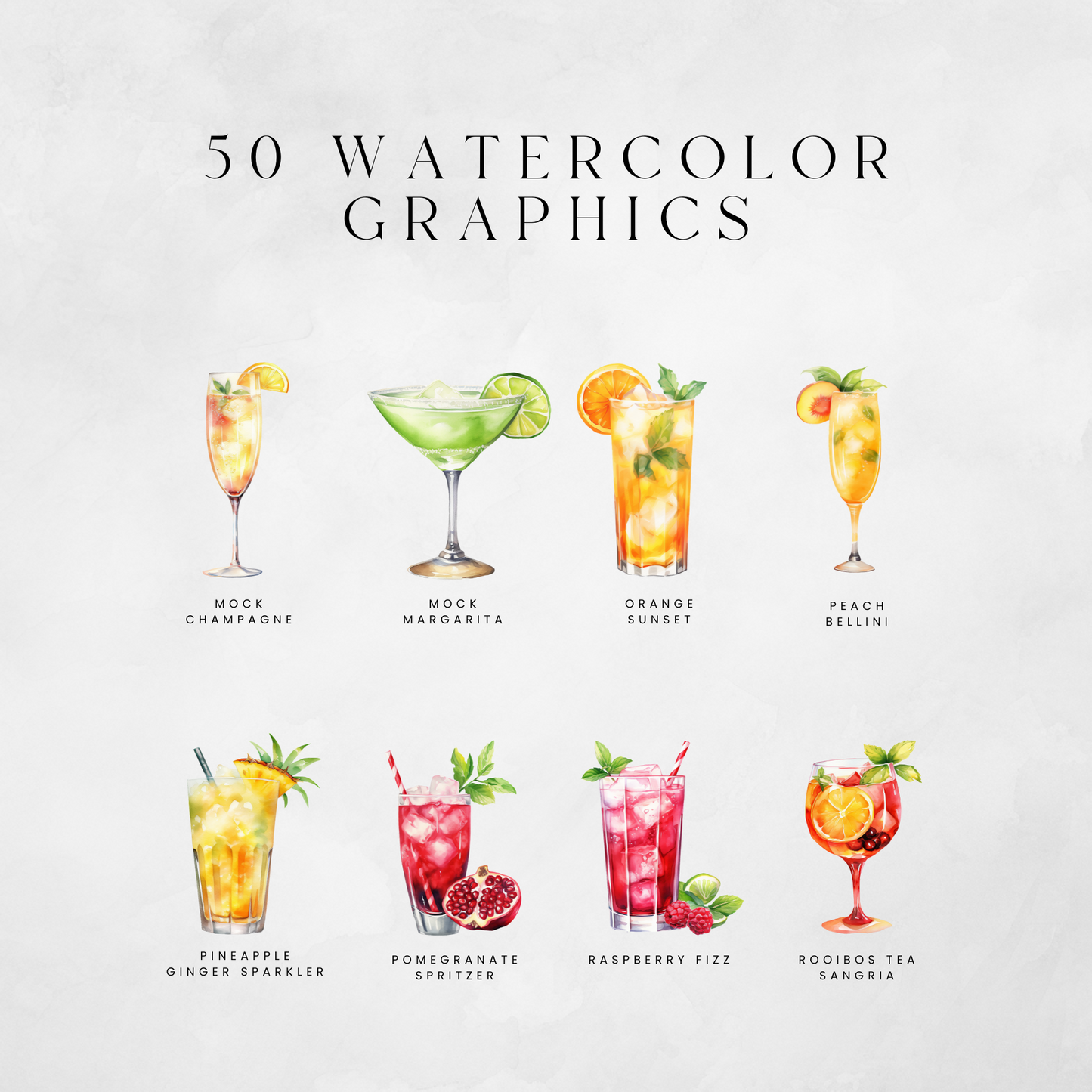 Mocktails & Garnish Clipart Pack