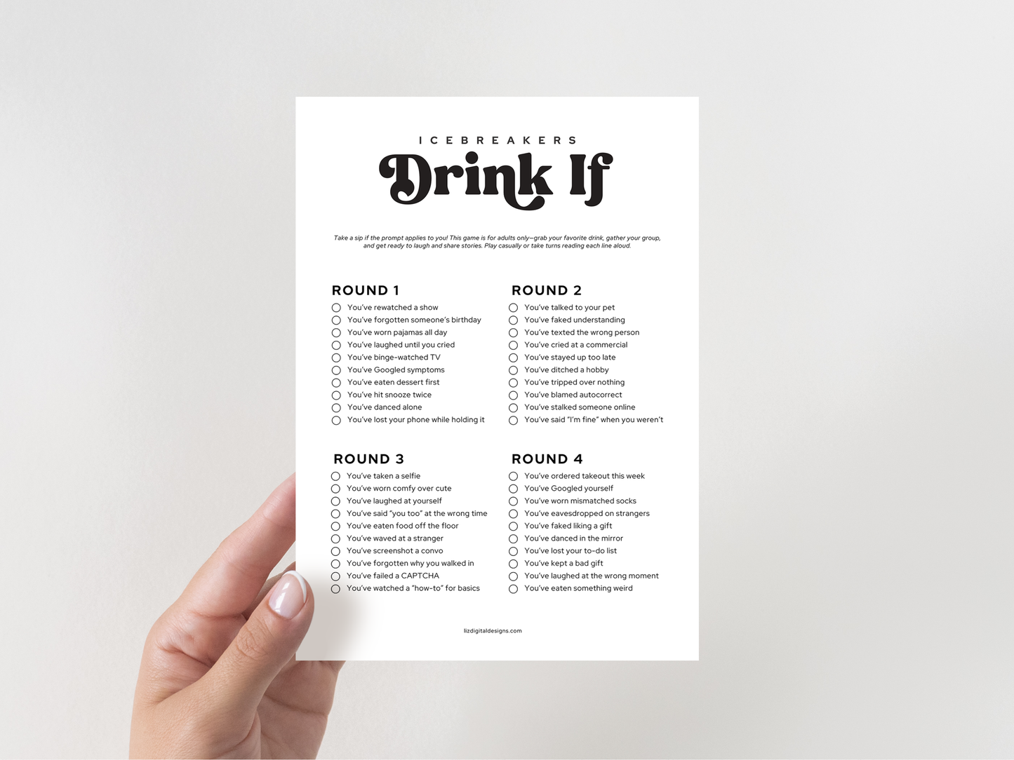 Icebreakers Party Game - Drink If