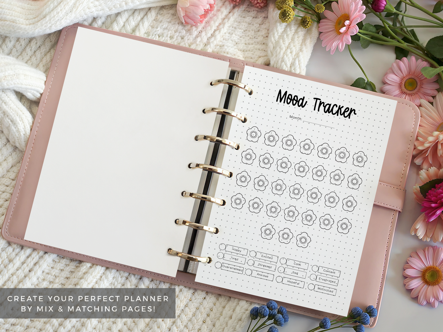 Chinese Blossoms Mood Tracker (Planner Insert)