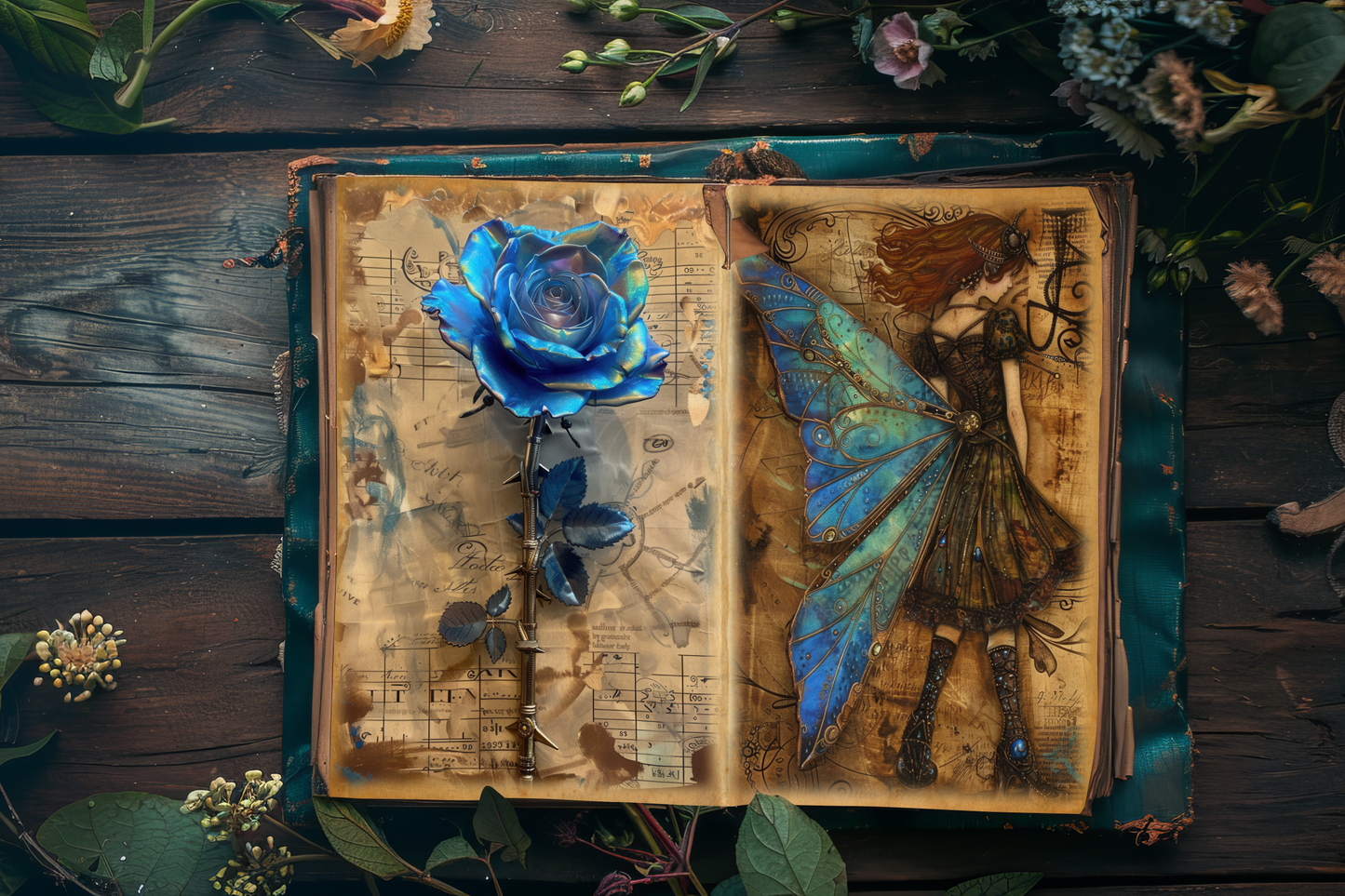 Blue Steampunk - Junk Journal & Scrapbooking Paper