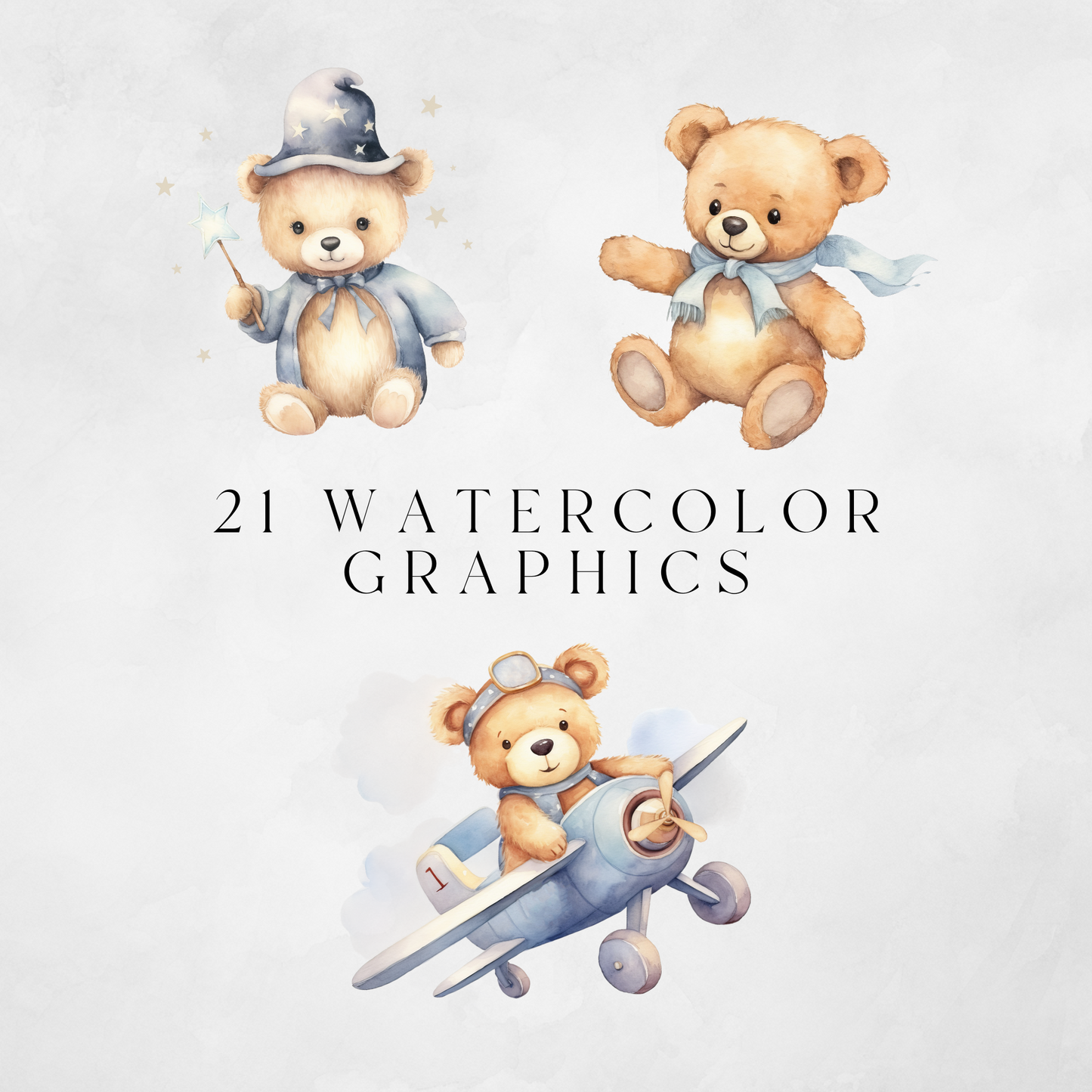 Blue Baby Bear Clipart Pack