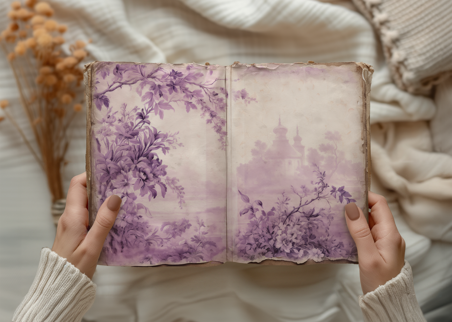 Purple Toile - Junk Journal & Scrapbooking Papers