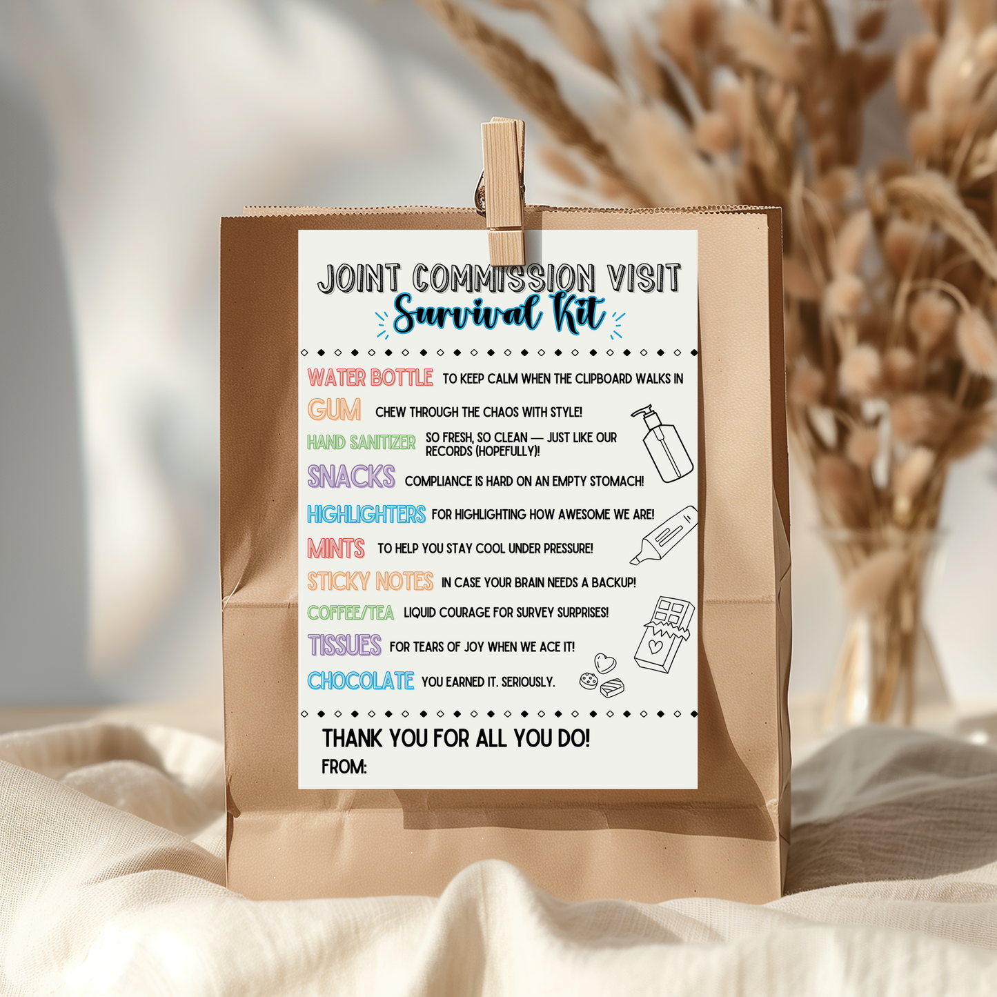 Joint Commission Visit Survival Kit Tags