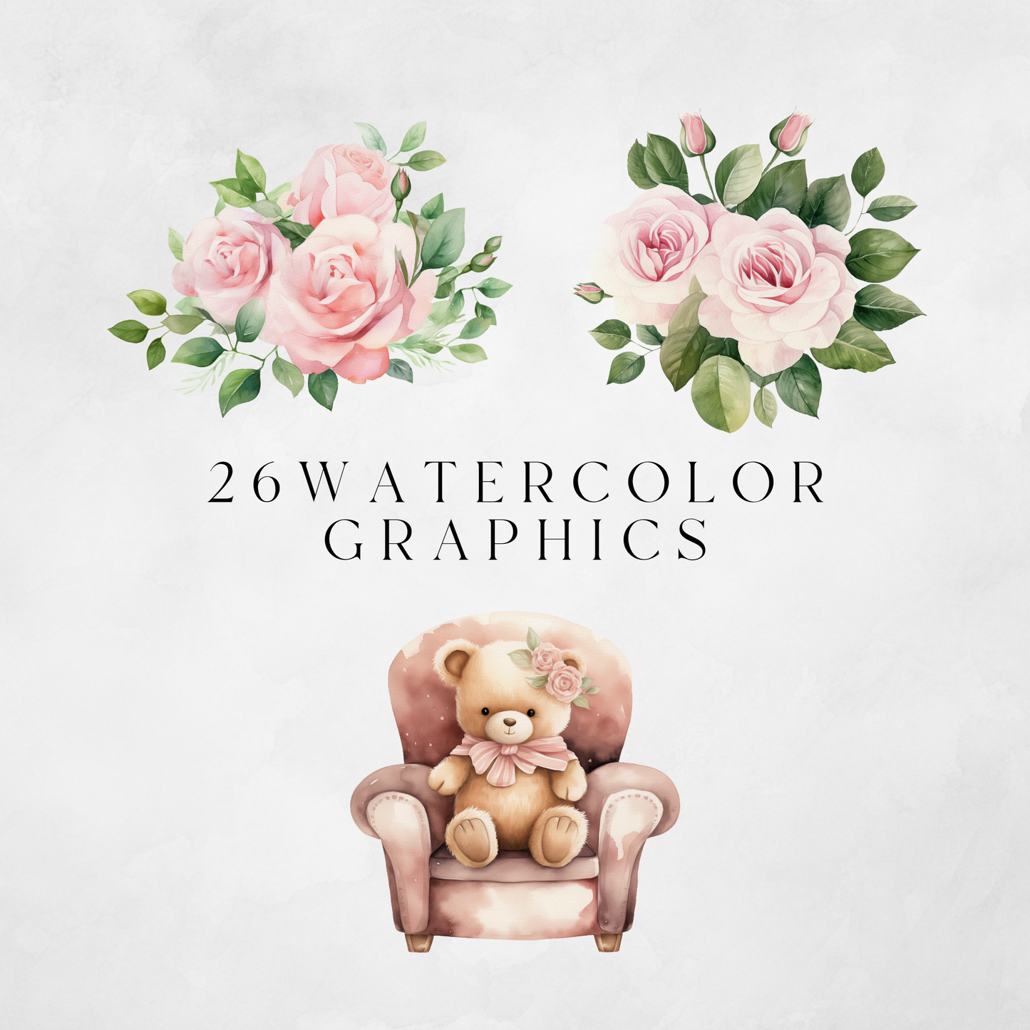 Pink Baby Bear Clipart Pack