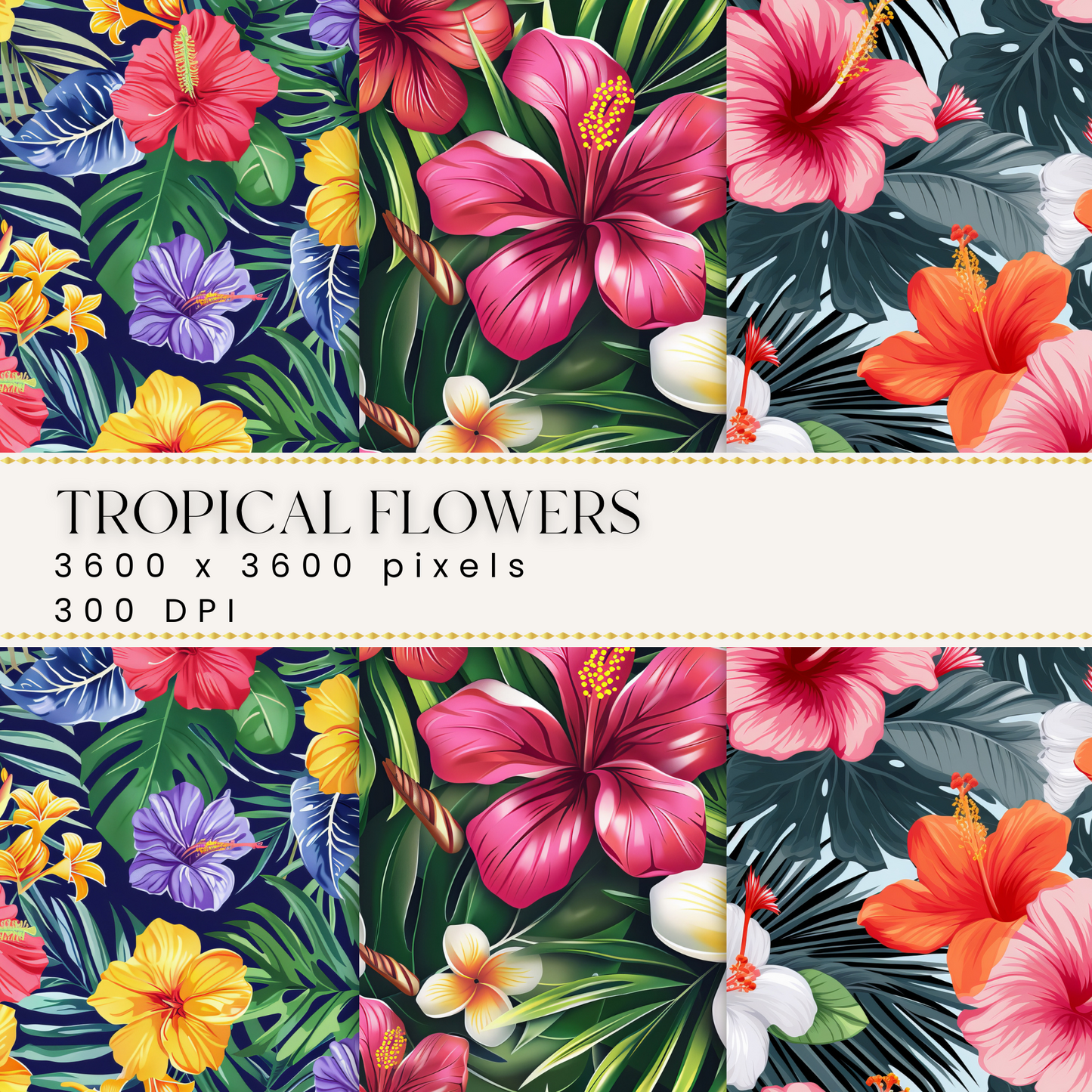 Tropical Flowers Digital Papers