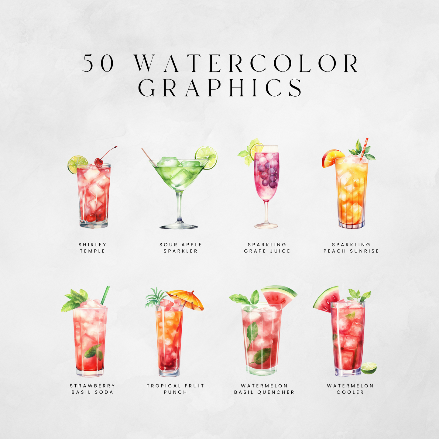 Mocktails & Garnish Clipart Pack