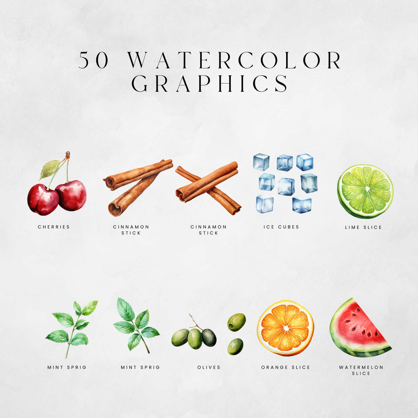 Mocktails & Garnish Clipart Pack