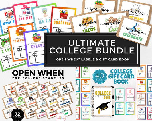 College Bundle - "Open When" Envelopes & Gift Card Book for College Students