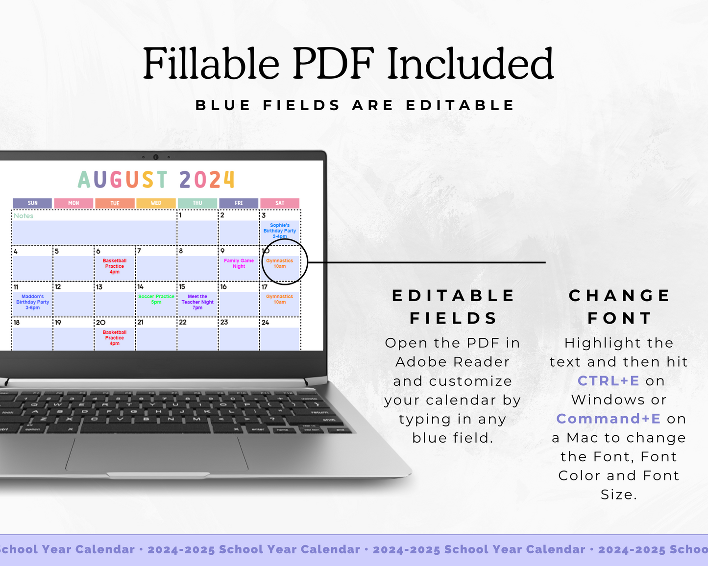 2024-2025 School Year Calendar (Fillable PDF)