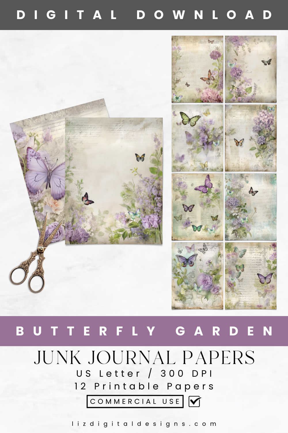 Butterfly Garden - Junk Journal & Scrapbooking Papers