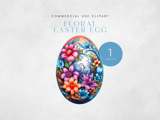 Floral Easter Egg - $1 Single Clipart