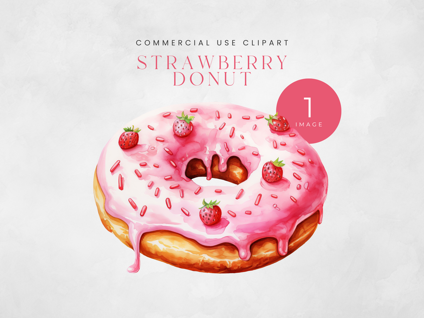 Strawberry Donut - $1 Single Clipart