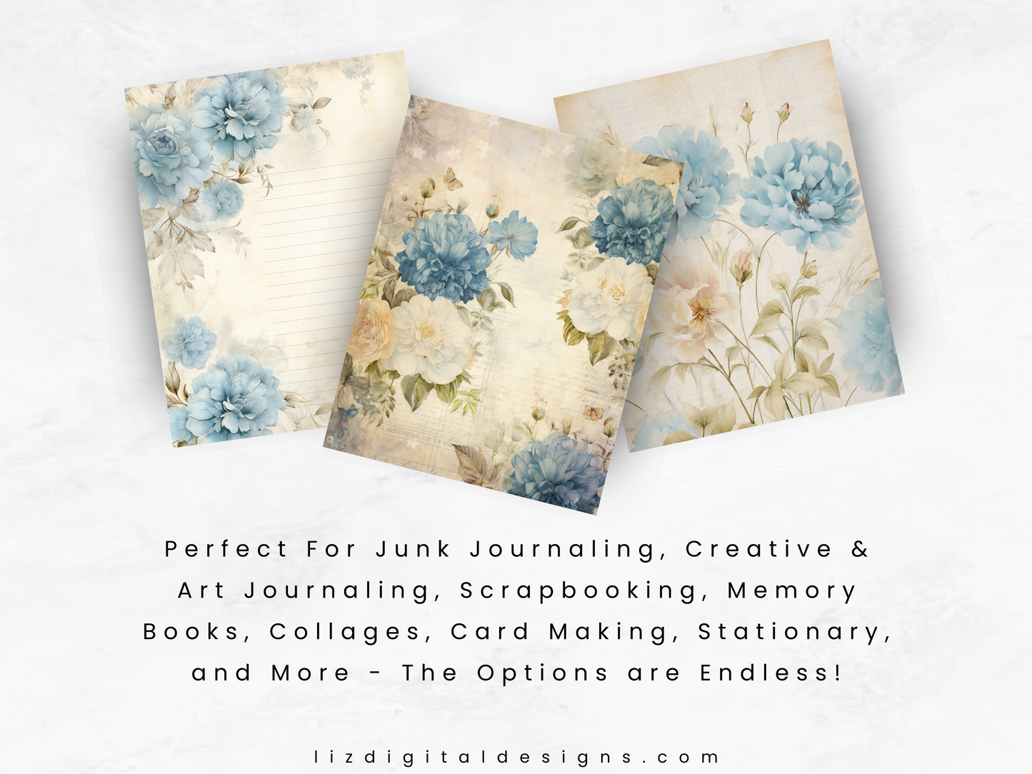 Blue Carnations - Junk Journal & Scrapbooking Papers