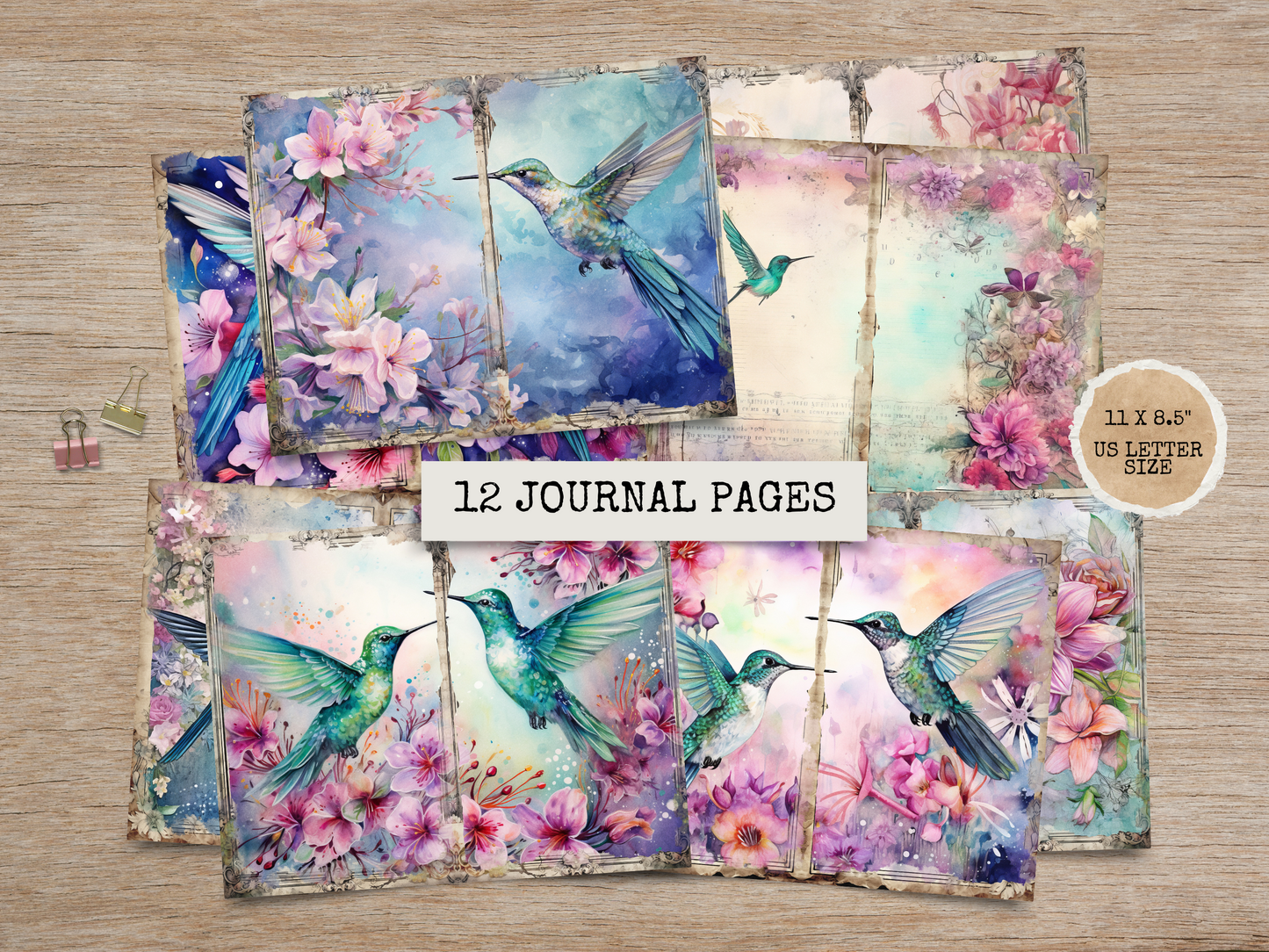 Hummingbirds & Florals - Junk Journal Kit