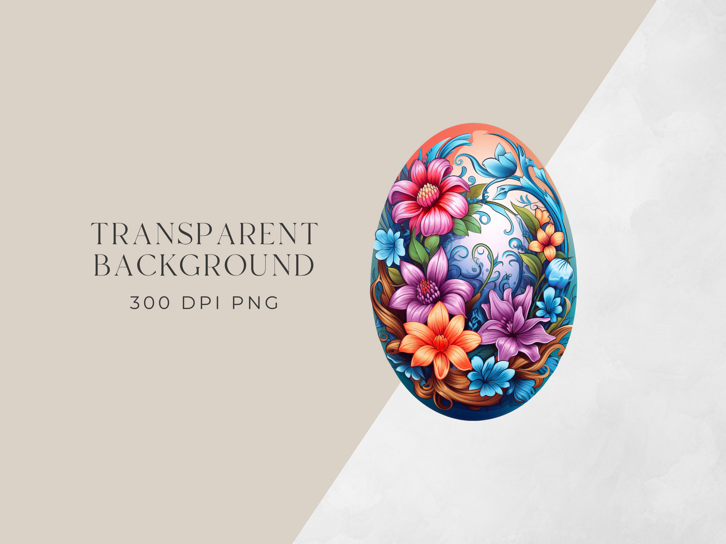 Floral Easter Egg - $1 Single Clipart