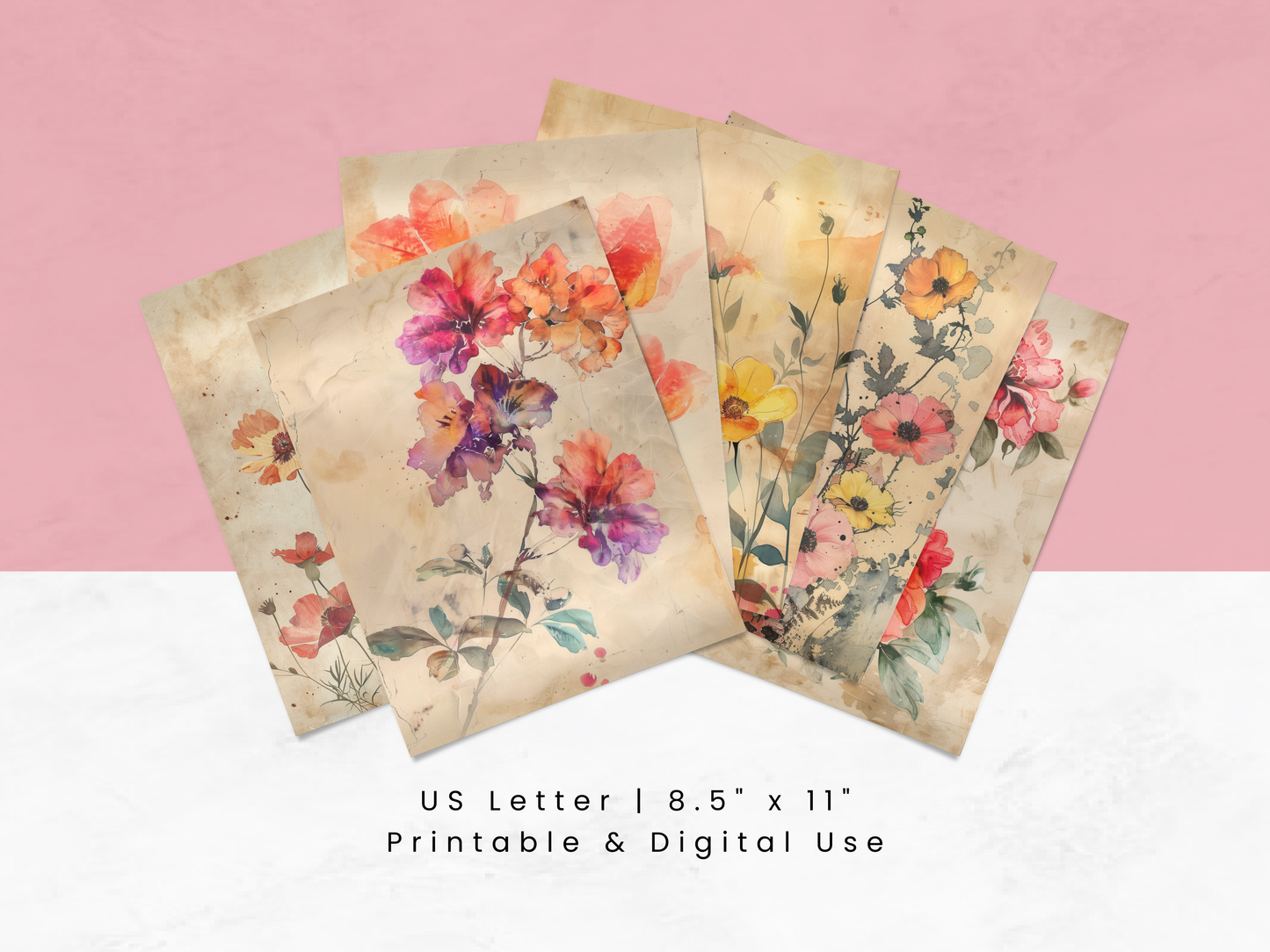 Watercolor Florals - Junk Journal & Scrapbooking Paper