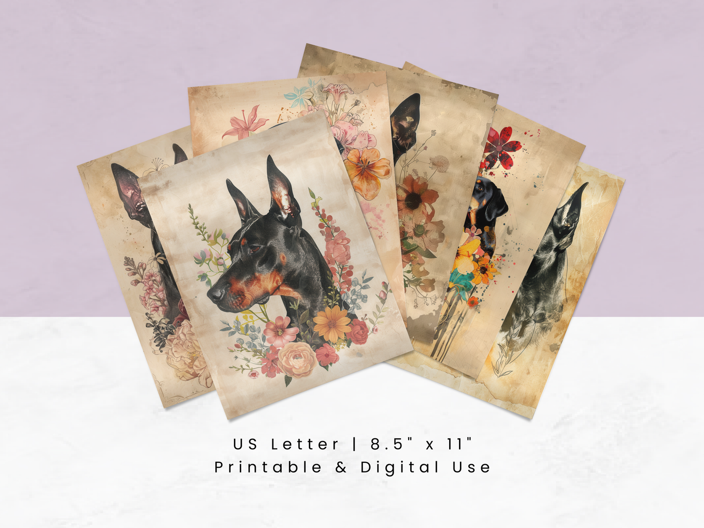 Doberman Pinschers - Junk Journal & Scrapbooking Paper