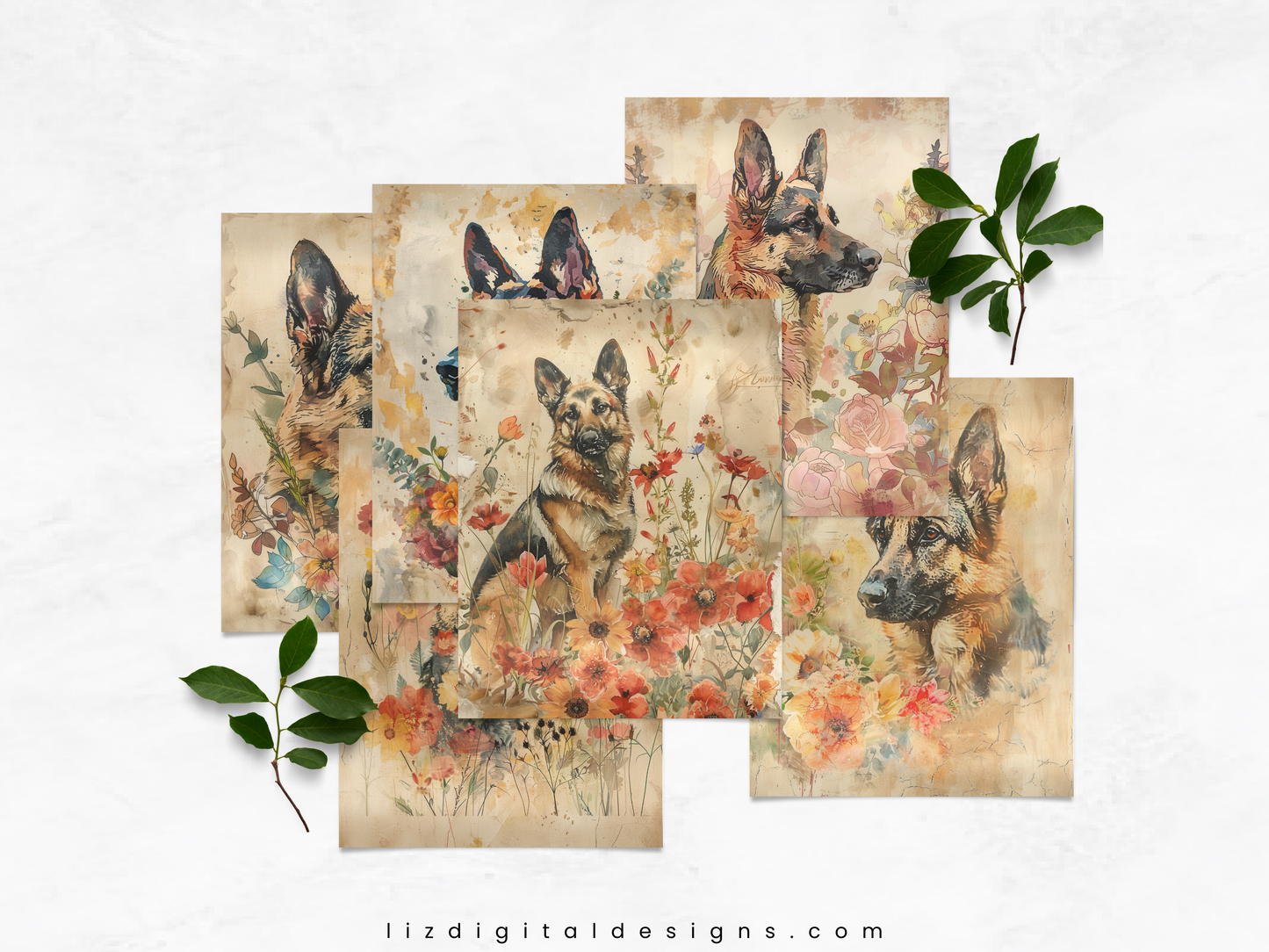 German Shepherds - Junk Journal & Scrapbooking Paper