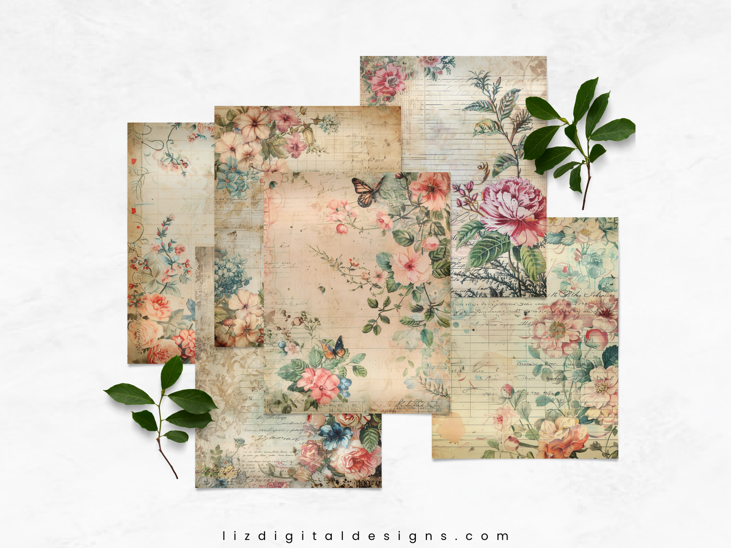 French Florals - Junk Journal & Scrapbooking Paper