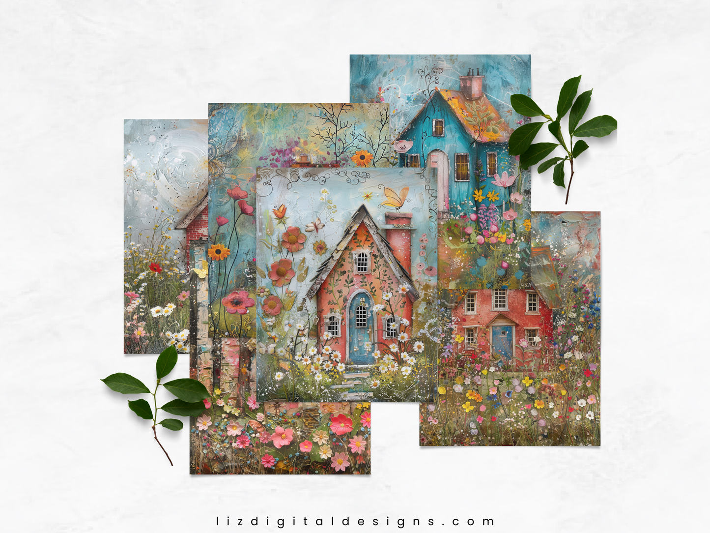 Whimsical Houses - Junk Journal & Scrapbooking Paper