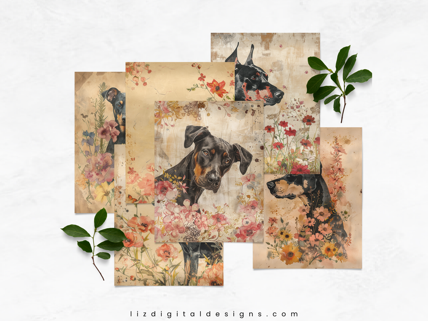 Doberman Pinschers - Junk Journal & Scrapbooking Paper