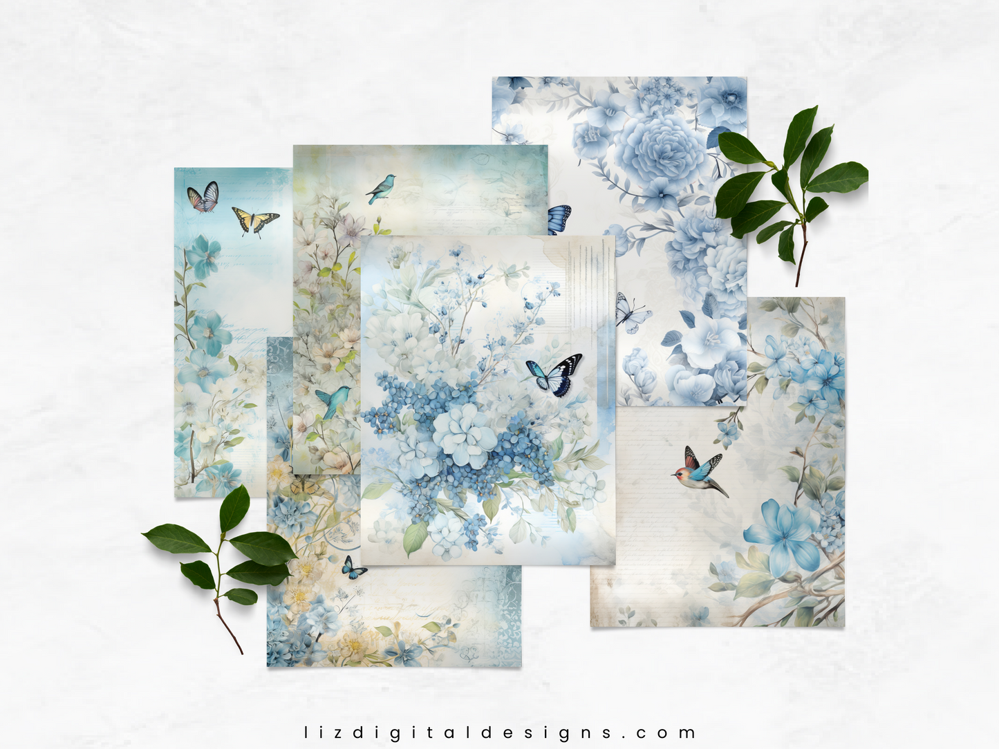 Blue Spring - Junk Journal & Scrapbooking Papers