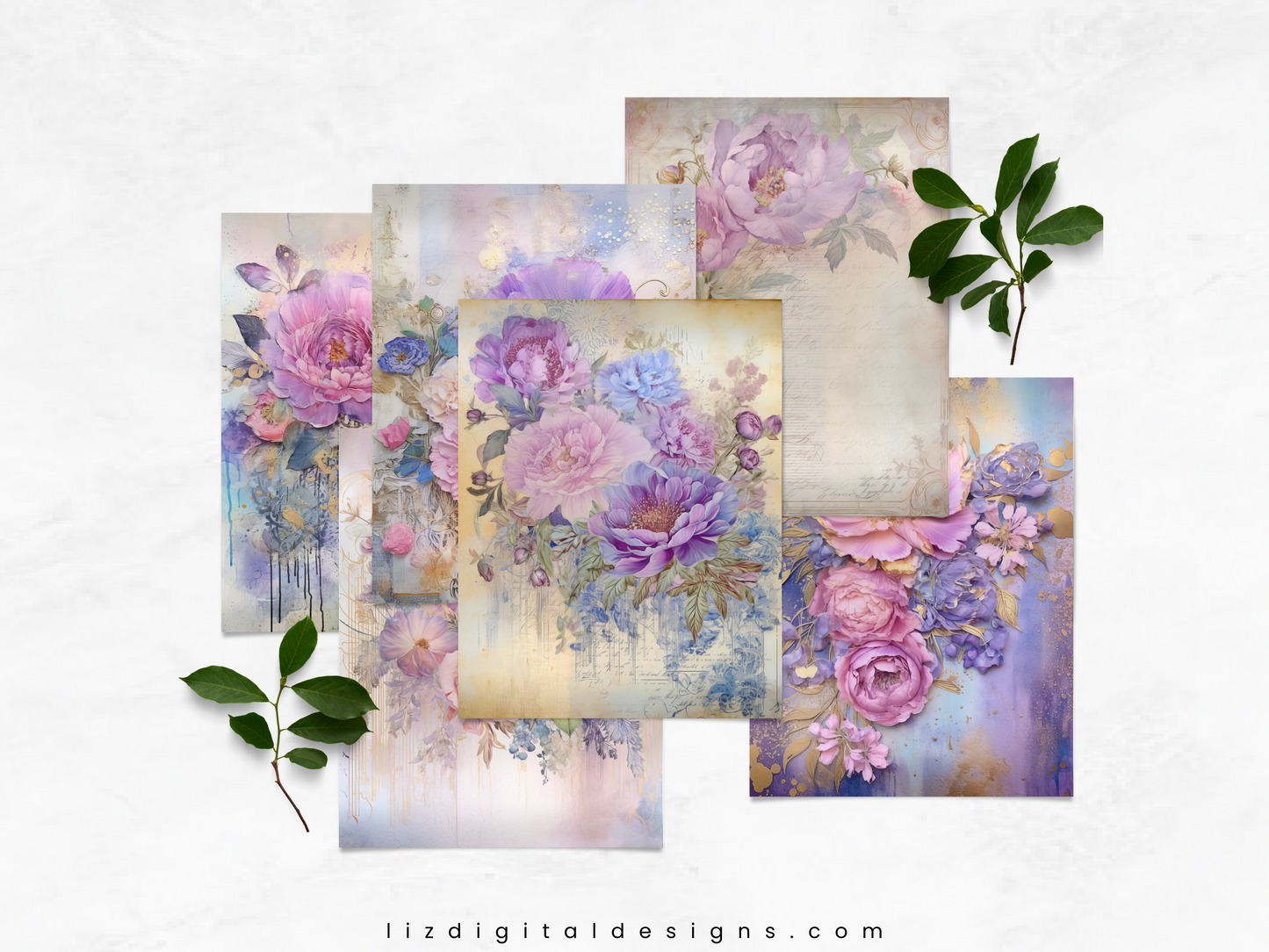 Pretty Peonies - Junk Journal & Scrapbooking Papers