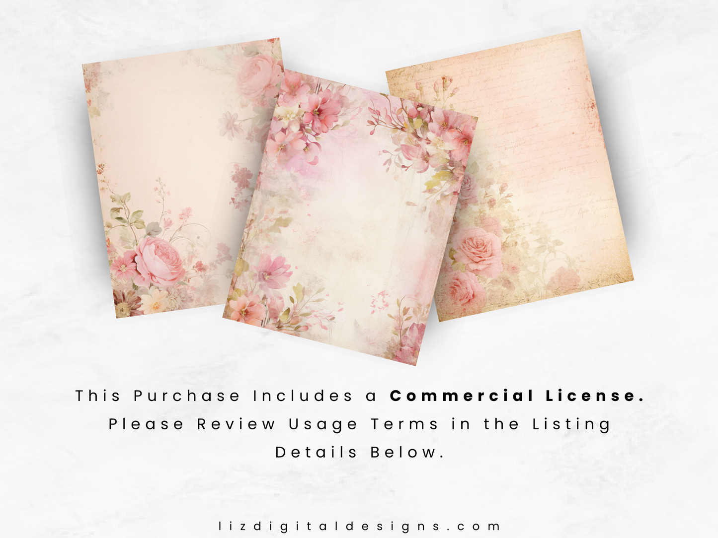 Soft Pink Florals - Junk Journal & Scrapbooking Papers