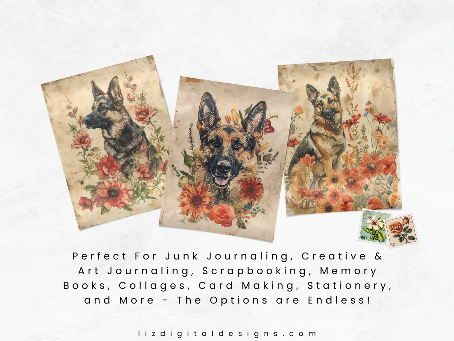 German Shepherds - Junk Journal & Scrapbooking Paper