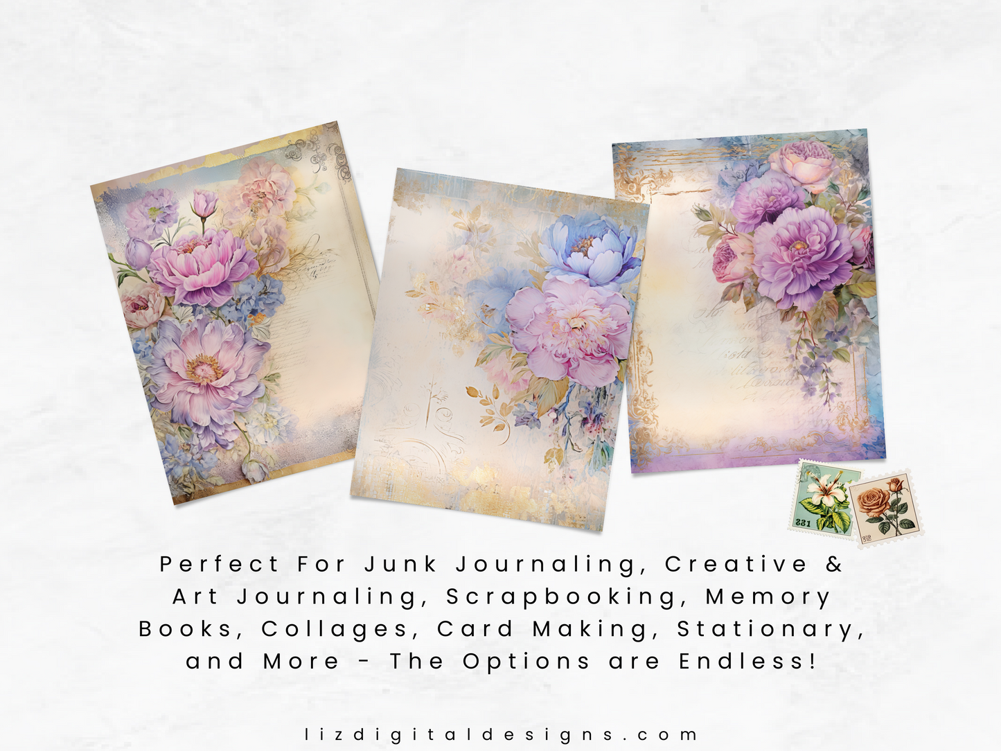 Pretty Peonies - Junk Journal & Scrapbooking Papers