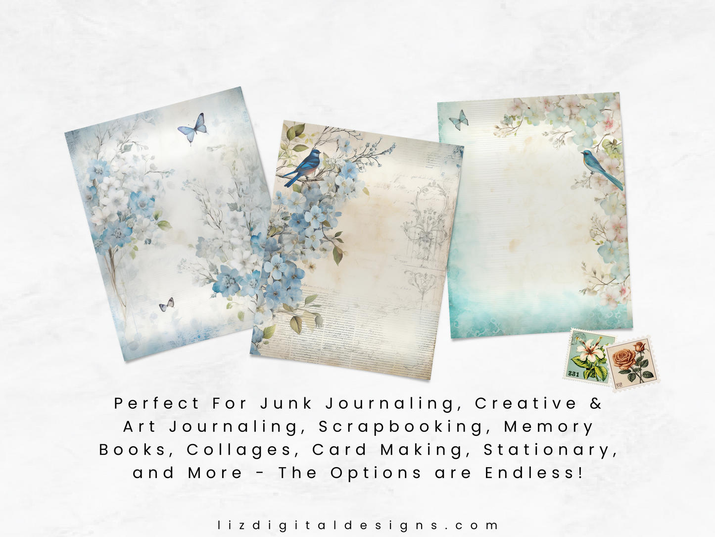 Blue Spring - Junk Journal & Scrapbooking Papers