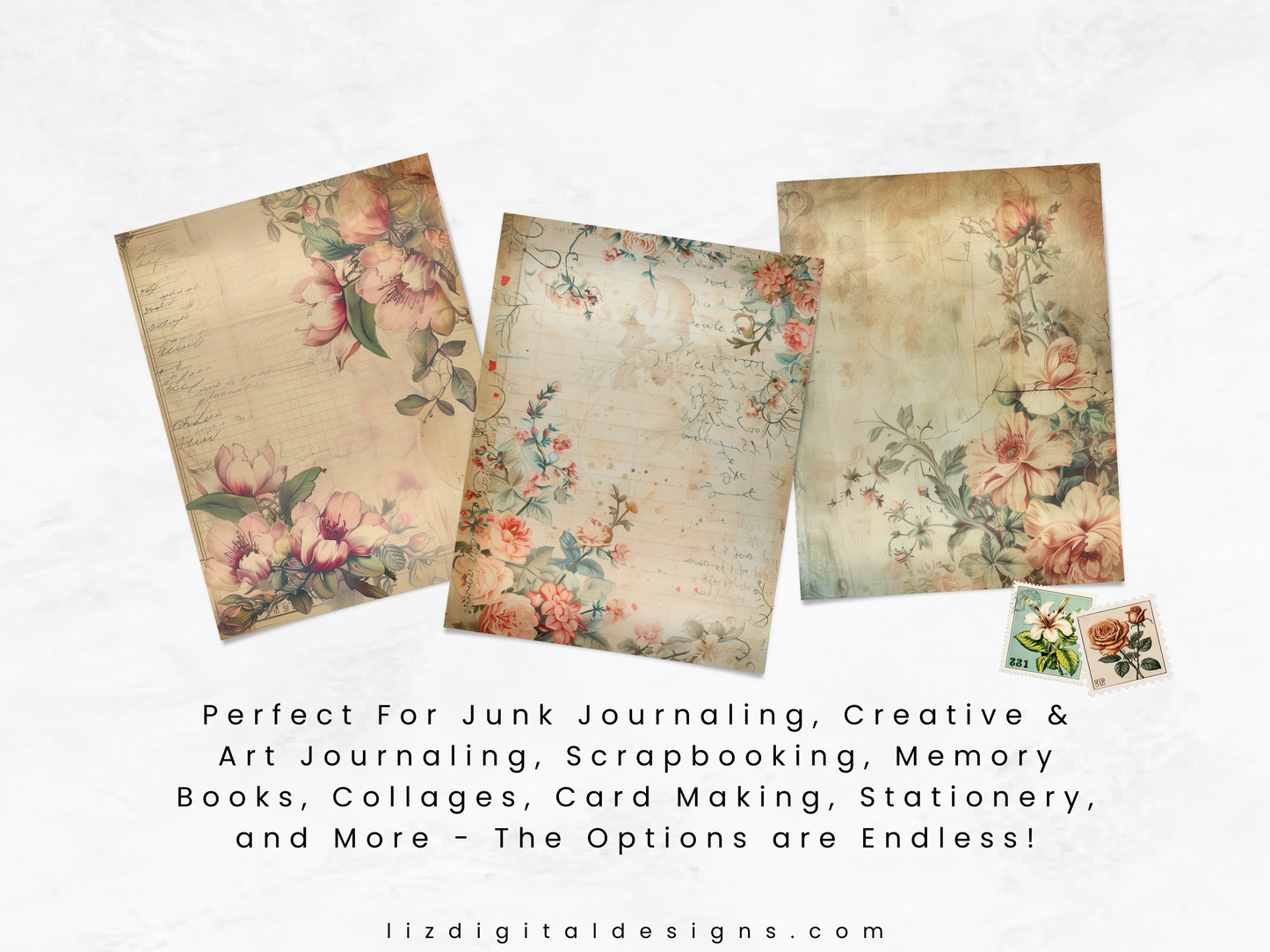 French Florals - Junk Journal & Scrapbooking Paper