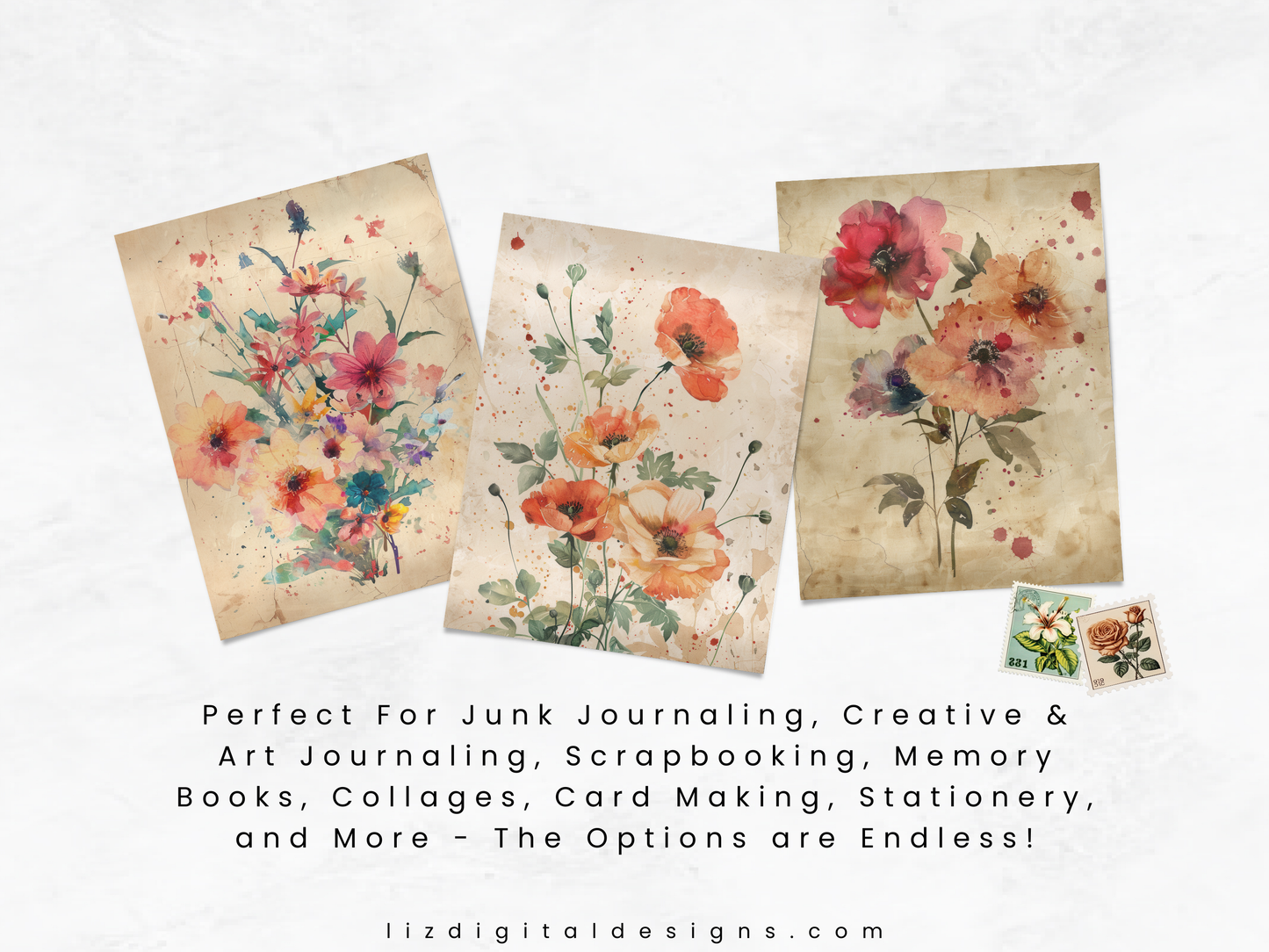 Watercolor Florals - Junk Journal & Scrapbooking Paper