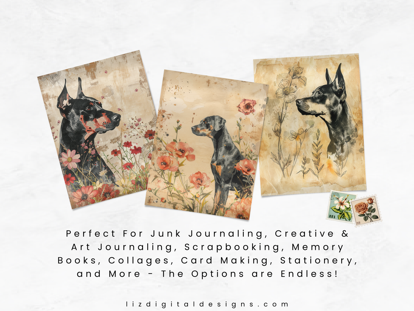 Doberman Pinschers - Junk Journal & Scrapbooking Paper