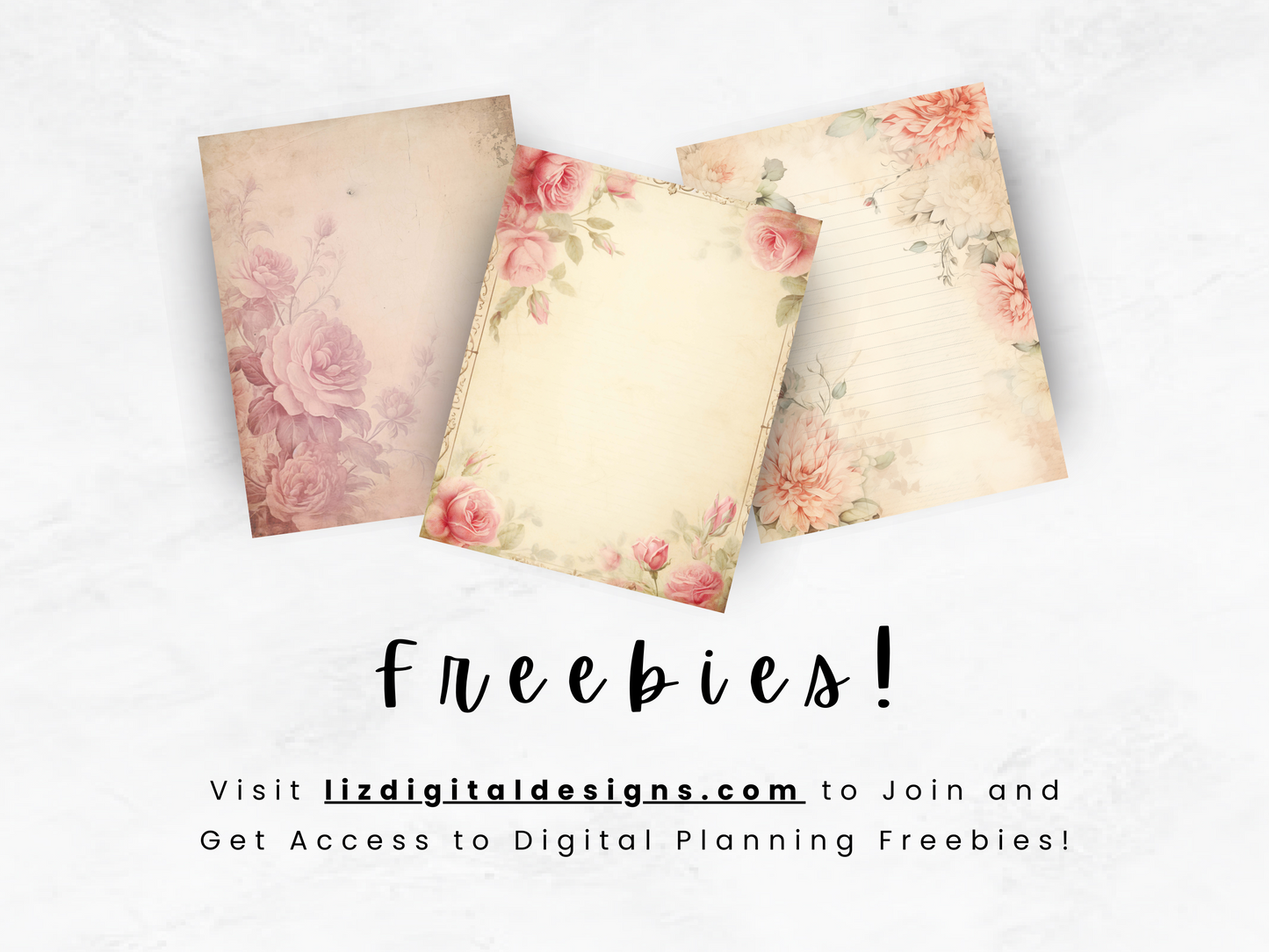 Soft Pink Florals - Junk Journal & Scrapbooking Papers