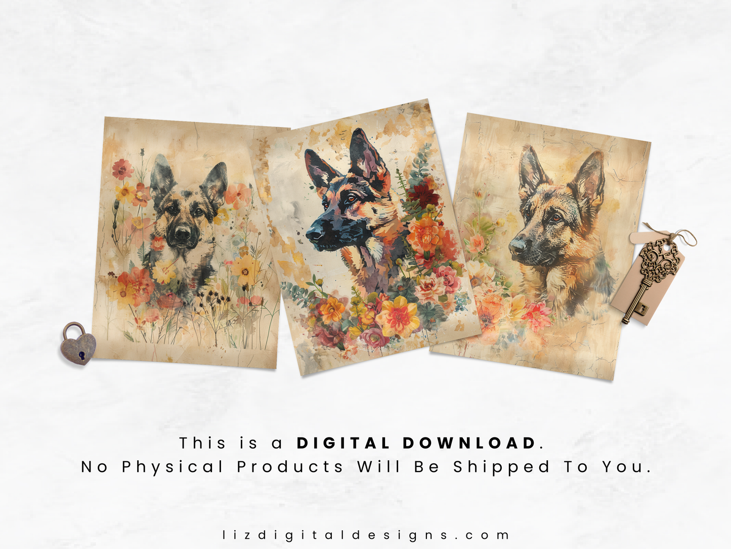 German Shepherds - Junk Journal & Scrapbooking Paper