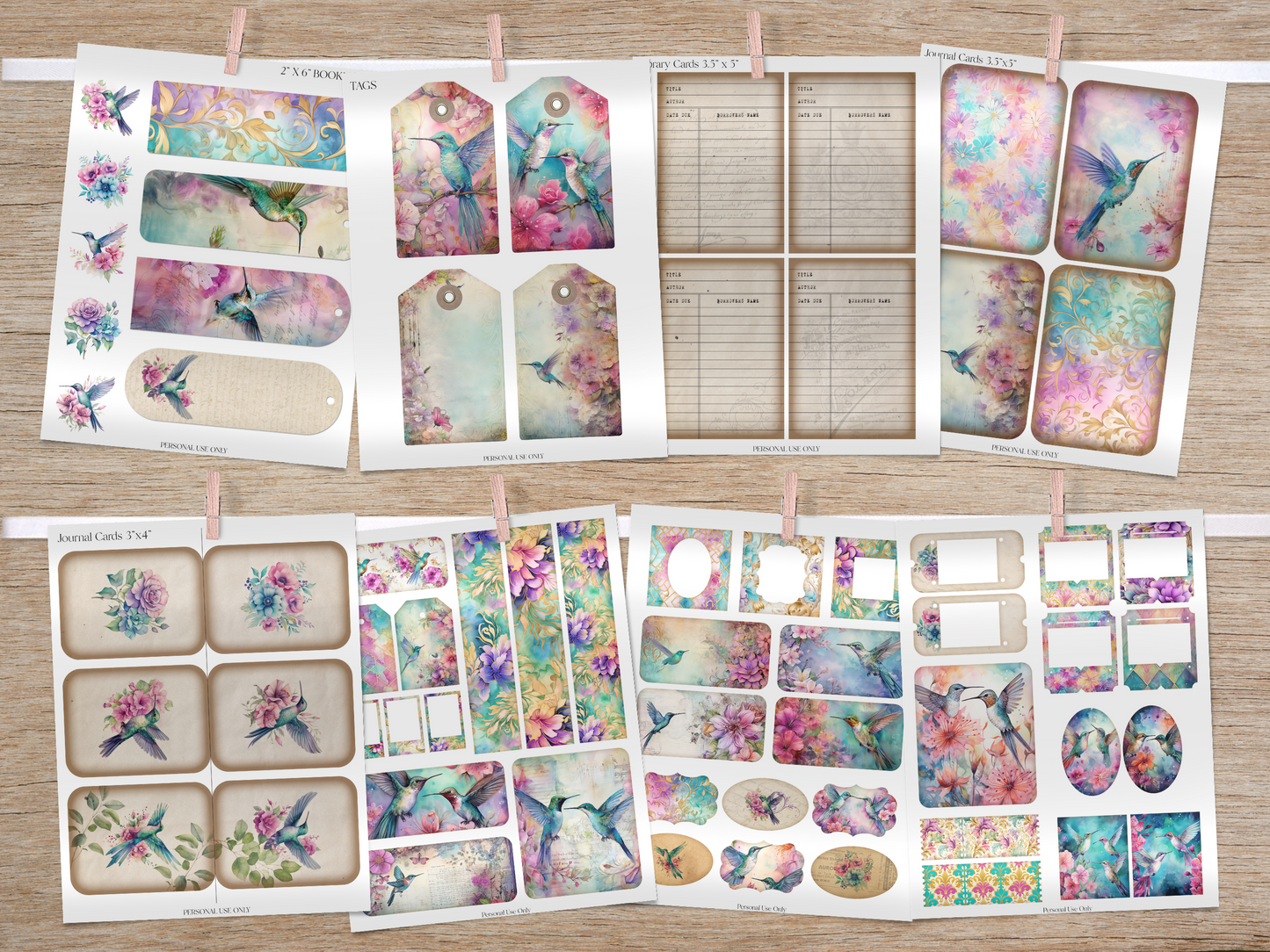 Hummingbirds & Florals - Junk Journal Kit