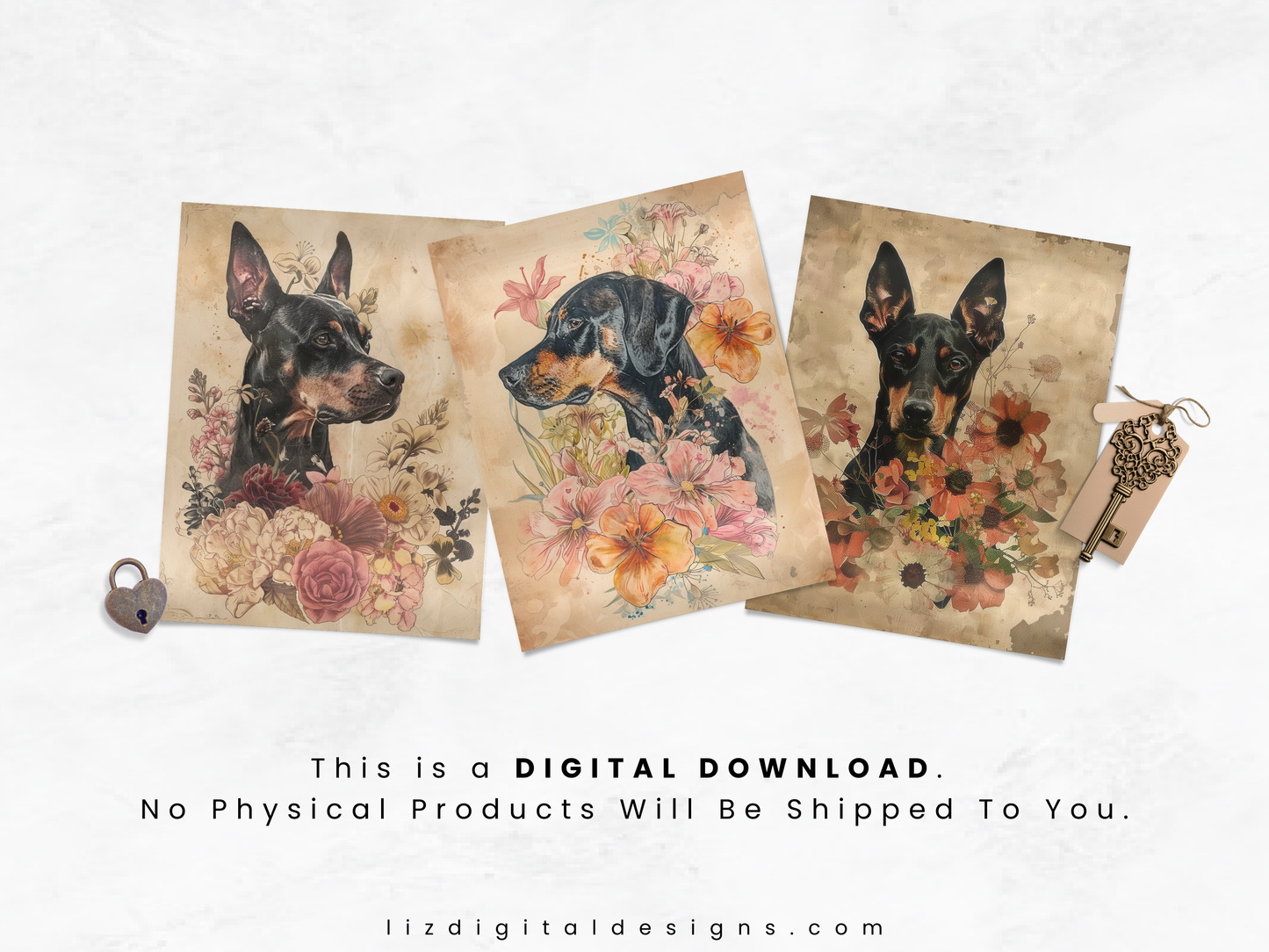 Doberman Pinschers - Junk Journal & Scrapbooking Paper