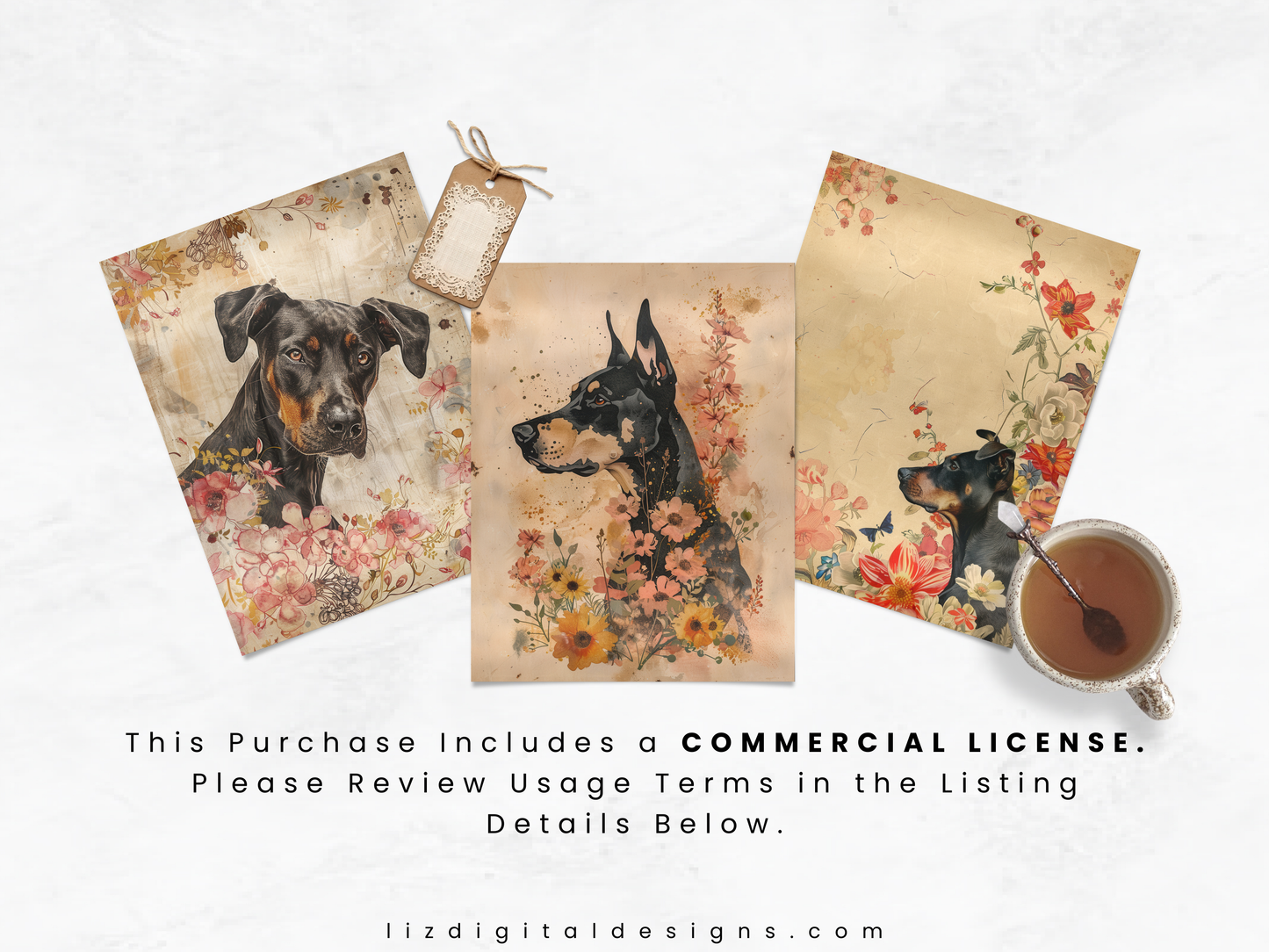 Doberman Pinschers - Junk Journal & Scrapbooking Paper