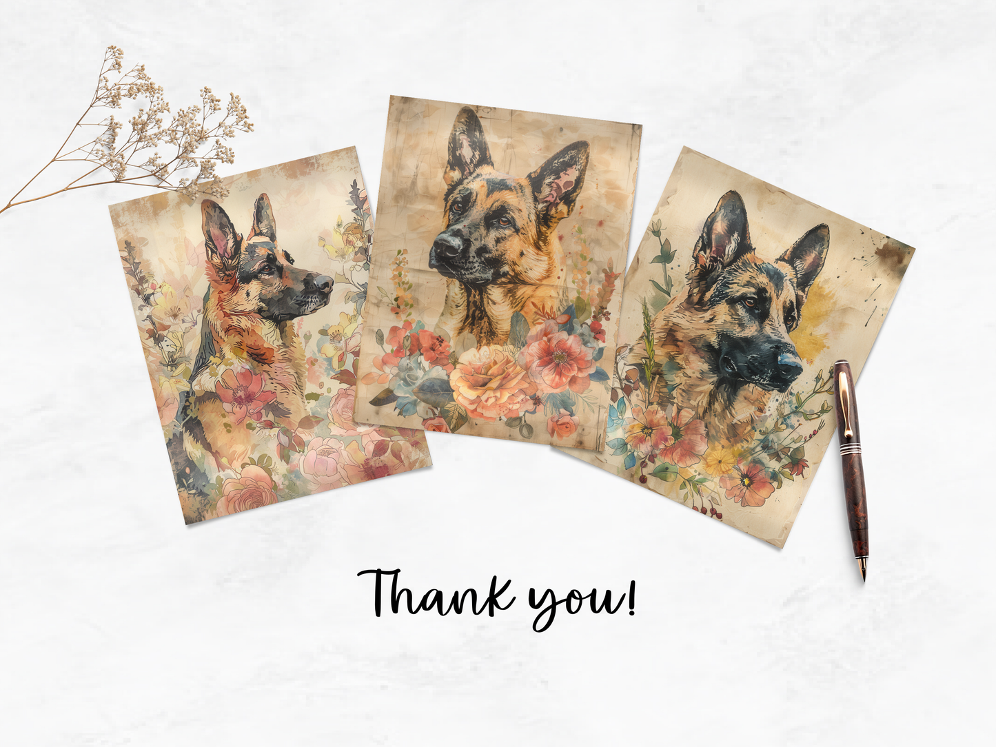 German Shepherds - Junk Journal & Scrapbooking Paper