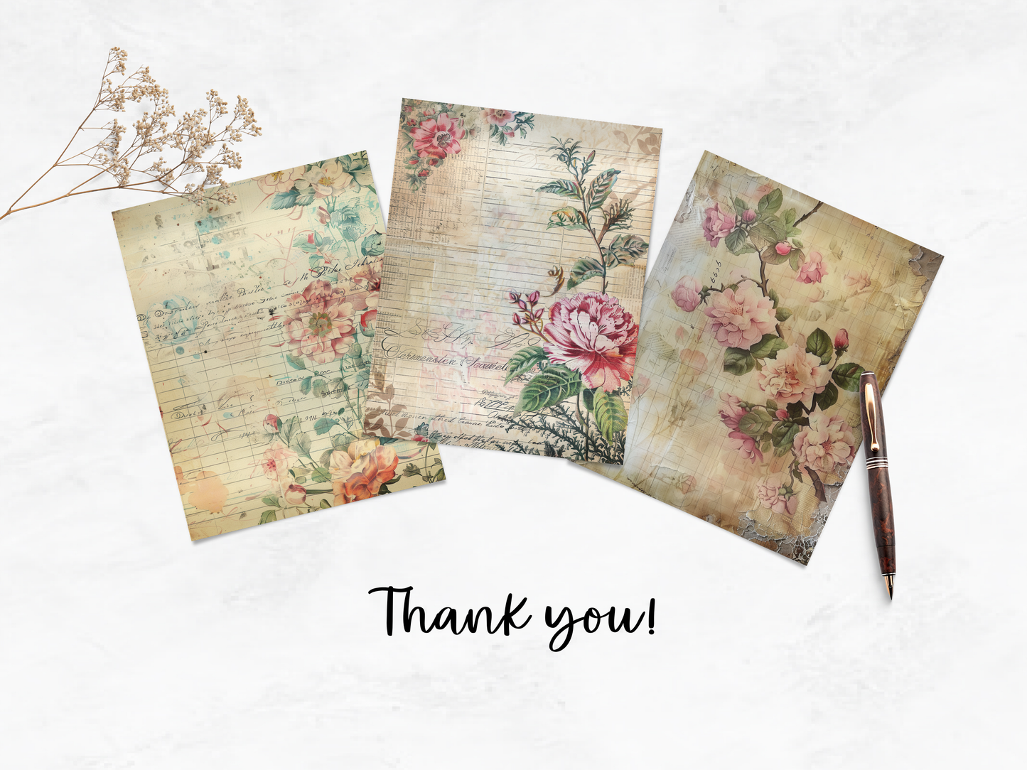 French Florals - Junk Journal & Scrapbooking Paper