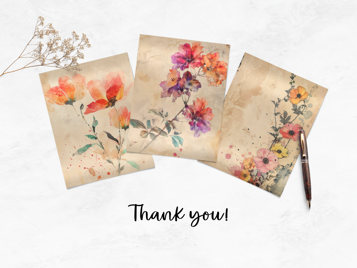 Watercolor Florals - Junk Journal & Scrapbooking Paper